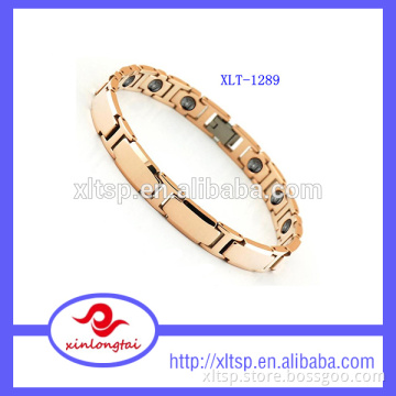 Alibaba express energy health magnetic stainless steel bracelet part rose gold